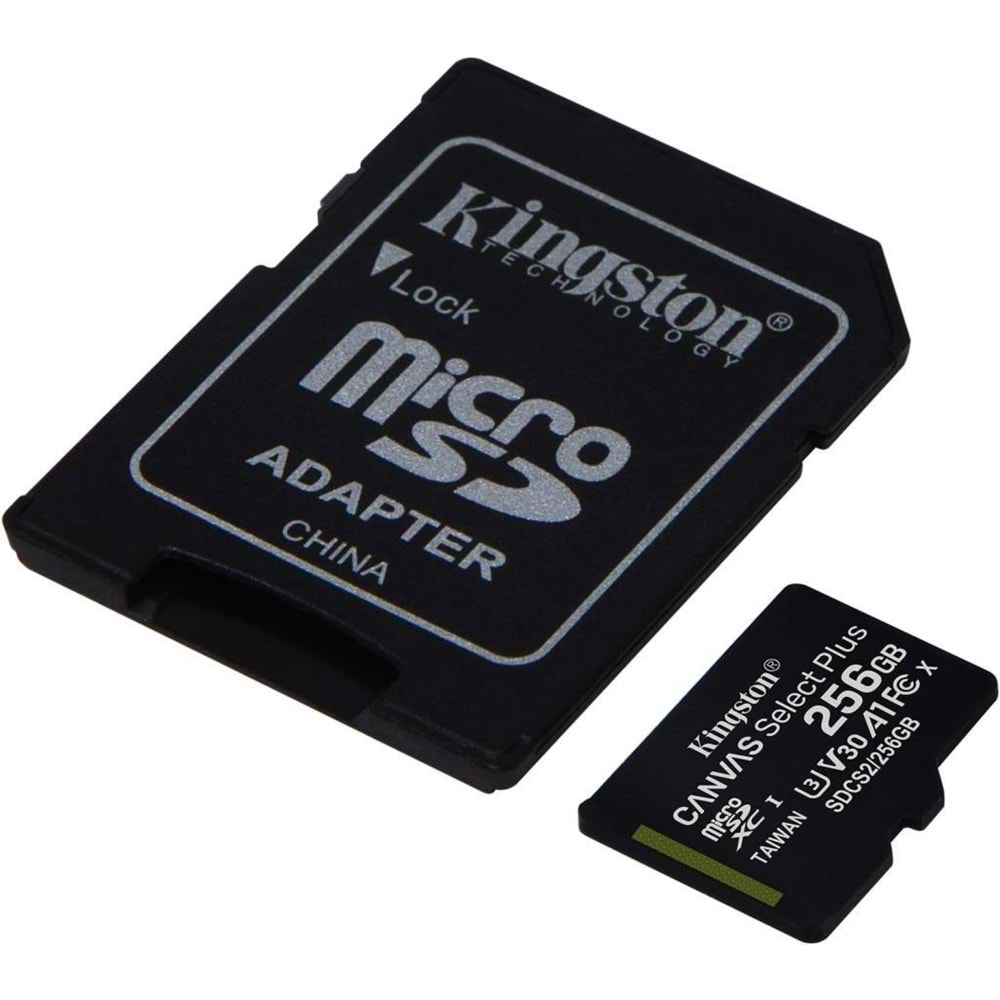 Kingston Canvas Select Plus SDCS2/256GB Class 10 U3 A1 V30 256 GB Micro SD Kart