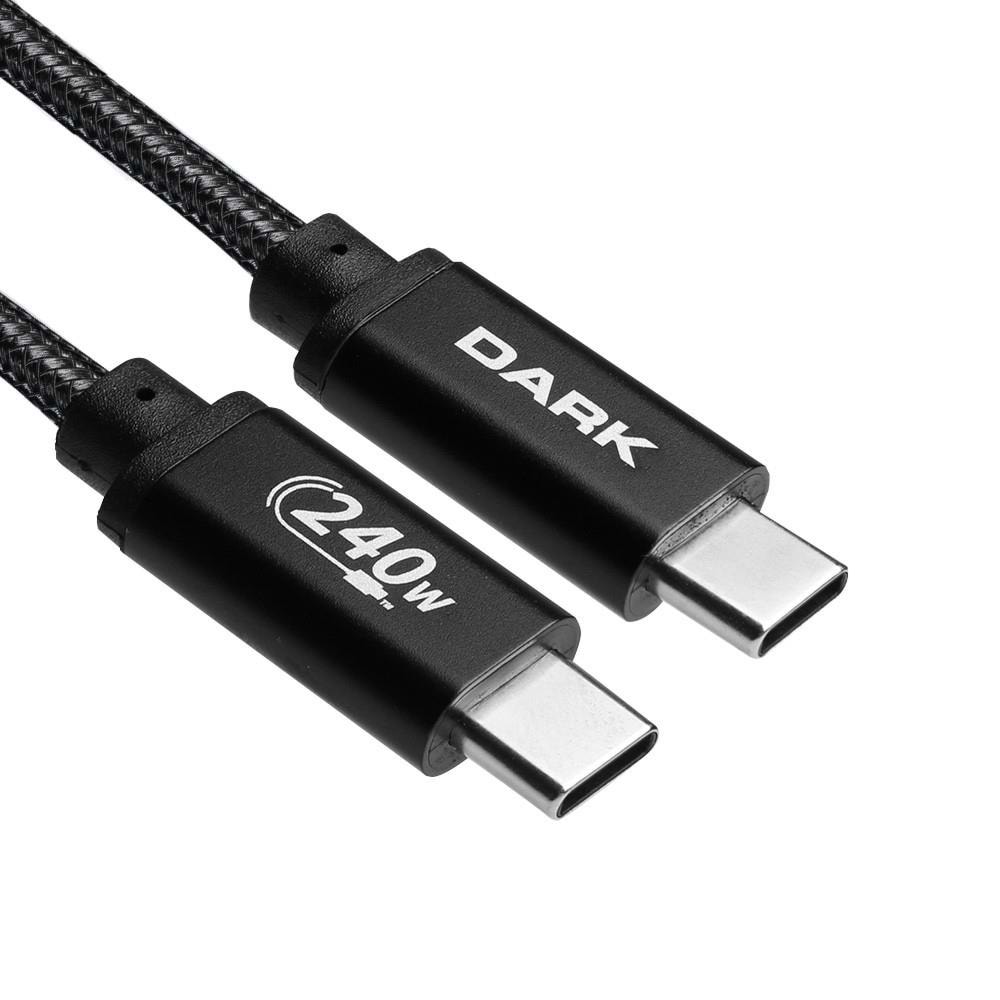 Dark Siyah 1m USB Type-C 240W PD Ultra Hızlı Şarj ve 480Mbps Örgülü Kablo DK-CB-USB240PD100