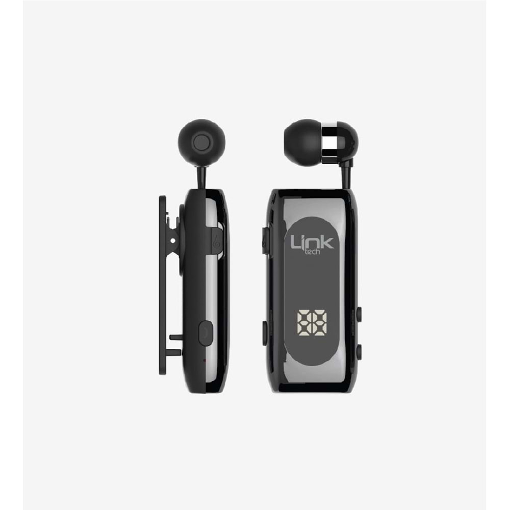 LinkTech V80 Smart Gri Makaralı Titreşimli Bluetooth Kulaklık, Göstergeli Bluetooth V5.2 Makaralı Kulaklık 20 Saat