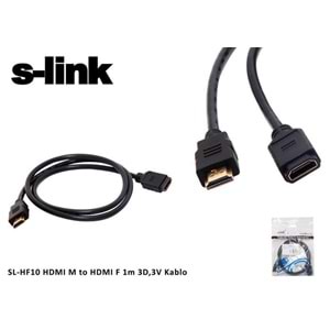 S-link SL-HF10 HDMI M to HDMI F Uzatma 1 Metre 3D,3V Kablo
