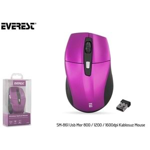 Everest SM-861 Usb Mor 800/1200/1600dpi Süper Sessiz Kablosuz Mouse