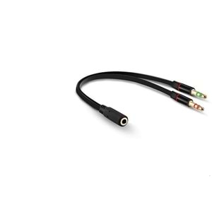 Hytech HY-X78 Siyah 3.5mm to Audio + Mic 0.15m Kulaklık Çevirici
