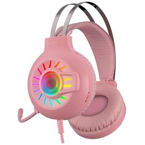 Rampage RM-K44 ZENGIBAR Pembe 7.1 Surround RGB Işık Efekti Mikrofonlu Oyuncu Kulaklığı OUTLET