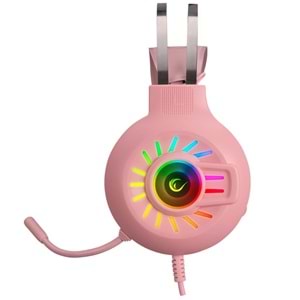 Rampage RM-K44 ZENGIBAR Pembe 7.1 Surround RGB Işık Efekti Mikrofonlu Oyuncu Kulaklığı OUTLET