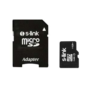 S-link SL-TF264 64 GB Class10 Adaptörlü Micro SD Kart Bellek, 64gb Hafıza Kartı