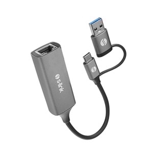 S-link SWV-USBC029 Gri Metal Type-C + USB3.0 Çeviricili 10/100/1000Mbps Adaptör, USB3.0 Ethernet Çevirici, Type C Ethernet Çevirici