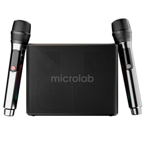 Microlab M60 Vega 15000mAh Batarya 10W*2 + 40W*2 100W 2 Wireless Mikrofonlu Siyah Gri Usb + Tf Kart + Bluetooth Powerban