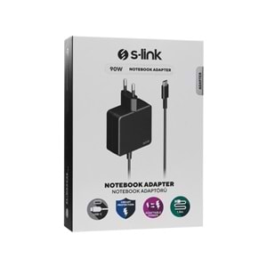 S-link SL-NBAC90 90W 5V3A, 9V3A, 12V3A 15V3A, 20V4,25A Type-C PD Notebook/Telefon Şarj Cihazı