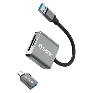 S-link SL-CR21 Type C ve USB3.0 SD/Micro SD 110m/S Hızlı 2 in 1 Metal Kart Okuyucu