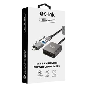 S-link SL-CR21 Type C ve USB3.0 SD/Micro SD 110m/S Hızlı 2 in 1 Metal Kart Okuyucu