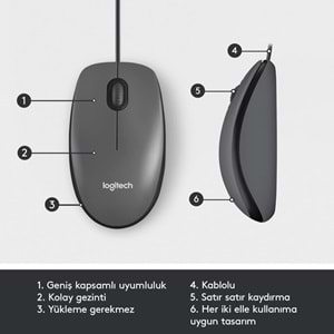 Logitech B100 Siyah Kablolu USB Mouse 910-003357