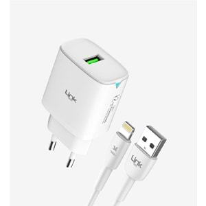 LinkTech Beyaz C302 Safe 5V 2.4A 12W Lightning Kablolu Hızlı Şarj Cihazı