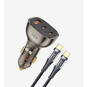LinkTech C508 Şeffaf 80W Çift PD (30W+20W) QC 30W Type C Type C Kablolu Süper Hızlı Araç Şarj Cihazı