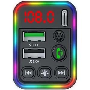 Concord C-617 Bluetooth 5.1 2xUSB Desteği Çift 5V 3.1A RGB Bluetooth Fm Transmitter