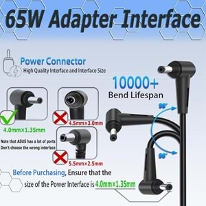 FAST CU17 19V 3.42A 65W Yeni Nesil ASUS notebook Şarj Adaptörü (4.0*1.35mm)