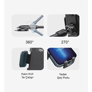 LinkTech H769 Vantuzlu Esnek Kol Montajlı Dönebilen Telefon Tutacağı