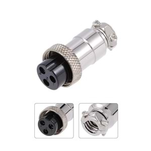 NBTech NB-3P UPTECH 3 Pin Mini Mikrofon Dişi Konnektör, 16mm 3P 7A 250V GX16-3 Su Geçirmez Dişi Tel Panel