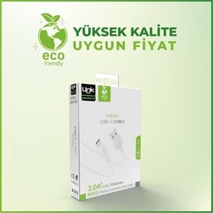 Linktech K450 Strong 1 Metre 2.4A Max Metal Başlı Type-C Şarj Kablosu