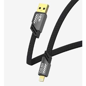 LinkTech K471 Gri Mecha Stil 1.2 Metre 12W USB to Lightning Hızlı Şarj Kablosu