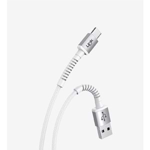 LinkTech K552 Beyaz 1 Metre 3A Örgülü Metal Başlı USB Type C Şarj Kablosu