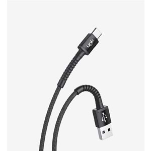 LinkTech K552 Siyah 1 Metre 3A Örgülü Metal Başlı USB Type C Şarj Kablosu