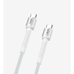 LinkTech K597 Beyaz 3 Metre Type C to Type C Kablo, Örgülü PD 60W 3 Metre Type C Kablo