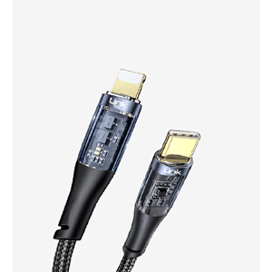 Linktech K673 Strong 27W USB-C'den Lightning 1300mm Şeffaf Şarj Kablosu