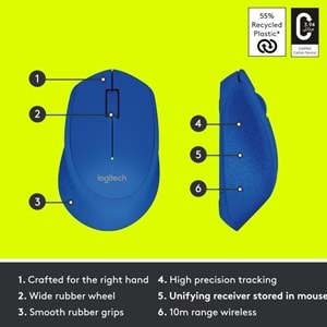 Logitech M280 Mavi Kablosuz Optik Mouse 910-004290