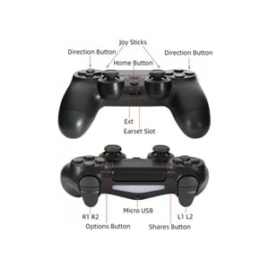 NBTech NB-PS4 Kol, PS4 Kablosuz Oyun Kolu, PS4 Joystick Titreşimli Oyun Kolu (Replika)