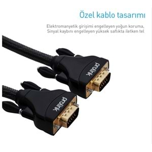 NBTech Prolink PR-V001 1.5 Metre Vga Kablo, EMI Filtreli Altın UÇ Örgülü VGA Kablo