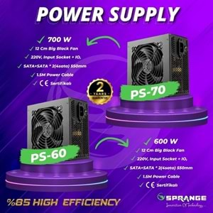 Sprange PS-70 700W 12cm Fan Aktif PFC Power Supply, 700W PSU