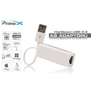 PrimeX PX-2120 Usb 2.0 To RJ45 Ethernet Çevirici (Win10 Tak Çalıştır)