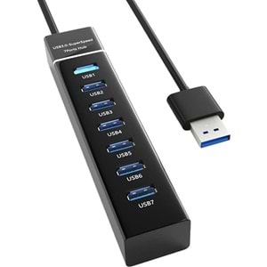 NBTech NB-307 USB Hub, 7 Port USB 3.0 Çoklayıcı, USB Çoklayıcı Siyah