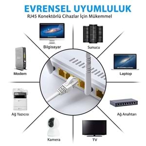 PrimeX PX-CAT615G 23AWG Gri 15 Metre Cat6E Ethernet Kablosu, Gigabit Cat6 internet Kablosu (Gigabit)