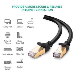 PrimeX PX-CAT73M Altın Uçlu Siyah Cat7 Ethernet Kablo 3 Metre Gigabit