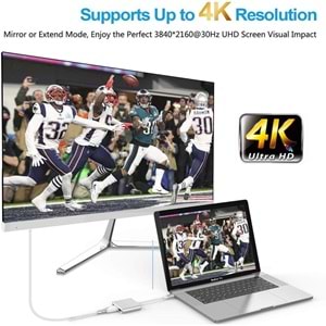 NBTech NB-U515 Gri Metal Type-C to 4K HDMI + USB 3.0 Çevirici Adaptör