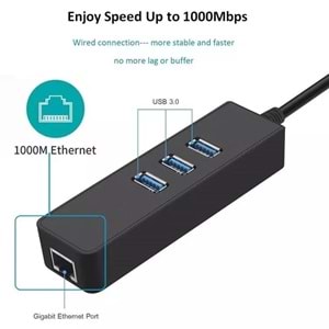 NBTech NB-U605 USB3.0 to Ethernet + 3x USB3.0 Çoklayıcı, USB3.0 Gigabit Ethernet Çevirici +USb Çoklayıcı, USB 3.0 Hub