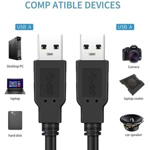 NBTech NB-USB05 0.5 Metre USB to USB Kablo, Notebook Soğutucu Kablosu, Kısa Usb Kablo