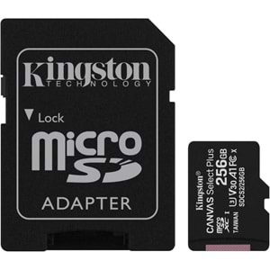 Kingston Canvas Select Plus SDCS2/256GB Class 10 U3 A1 V30 256 GB Micro SD Kart
