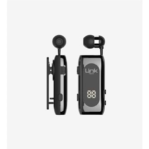LinkTech V80 Smart Siyah Makaralı Titreşimli Bluetooth Kulaklık, Göstergeli Bluetooth V5.2 Makaralı Kulaklık 20 Saat