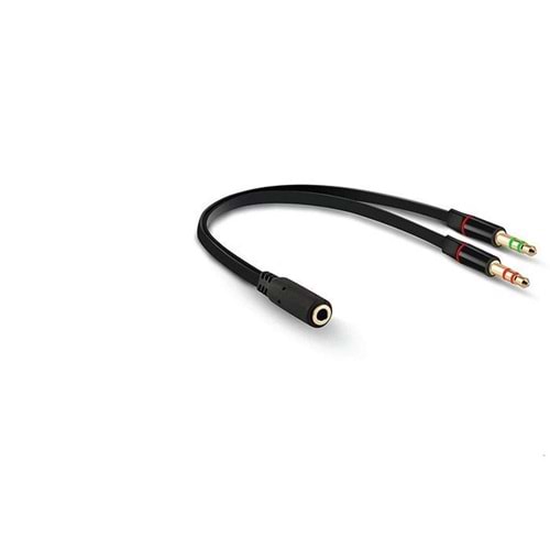 Hytech HY-X78 Siyah 3.5mm to Audio + Mic 0.15m Kulaklık Çevirici