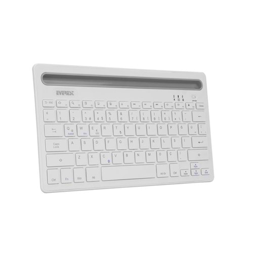 Everest KB-BT82 Beyaz/Gümüş Bluetooth Ultra İnce+Şarjlı Q Mac/Win/Android/Ios Uyumlu Kablosuz klavye OUTLET