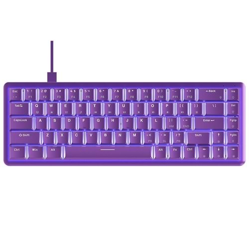 Rampage REBEL Mor Low Profile RED SWITCH Mekanik Gaming Oyuncu Klavye US Layout English Beyaz Işıklı