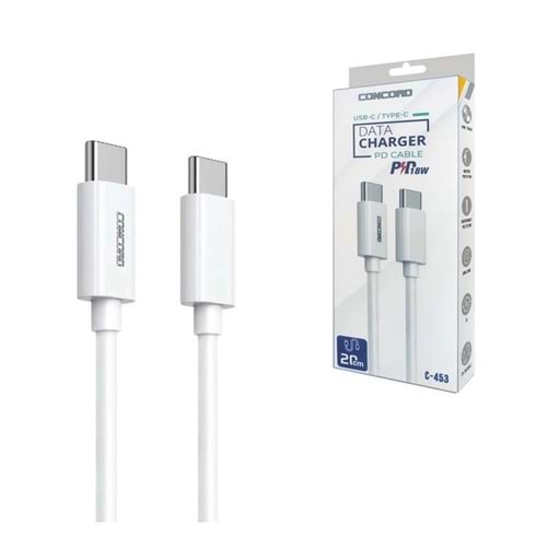 Concord C-453 18W TYPE-C to TYPE-C 20CM Powerbank Kablosu