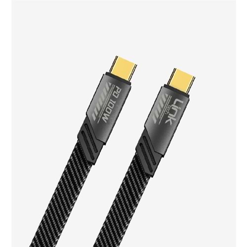 LinkTech K472 Gri Mecha Stil 1.2 Metre 100W Type C to Type C PD Hızlı Şarj Kablosu