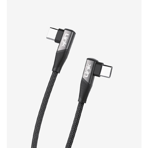 LinkTech K595 Gri Örgülü Dirsekli Metal Başlı 150cm Type-C Type-C 3A 60W PD Hızlı Şarj Kablosu