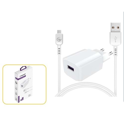 Sprange M21 5V 2.1A Micro USB Telefon Şarj Aleti, Başlık + Kablo Siyah