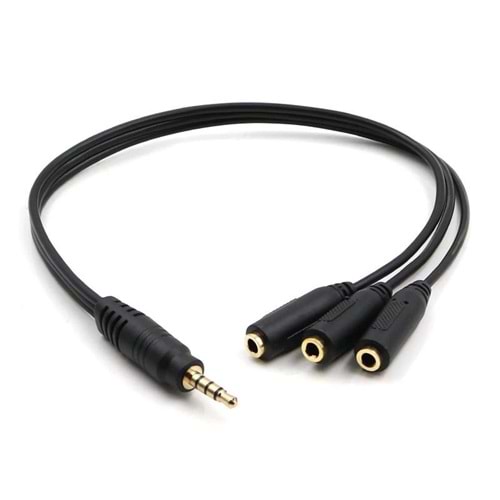 NBTech NB-3AUX 3 Lü Stereo Çoklayıcı, 3 x 3.5 mm Aux, 1 giriş 3 çıkış 3.5mm jak Kablo