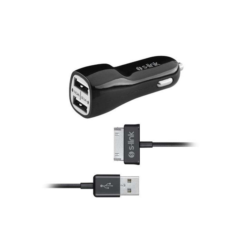 S-link SMG-482 2A Samsung Tabletler İki Usb Araç Şarj Cihazı + Kablosu