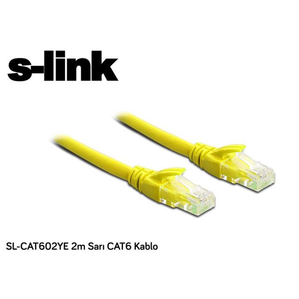 S-link SL-CAT602YE 2m Sarı CAT6 Kablo